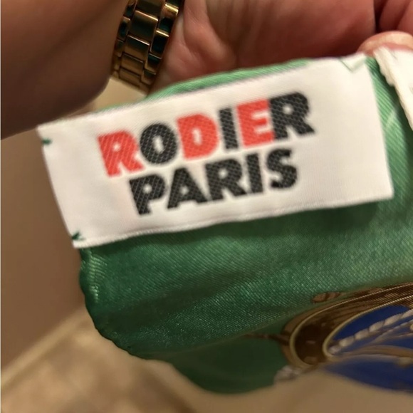 Rodier Paris Silk Scarf with Nautical Print in Blue and Green - Picture 2 of 15